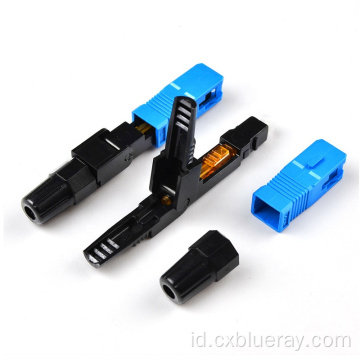 Blue SC/UPC Fiber Optic Fast Connector Single Mode Cepat Konektor